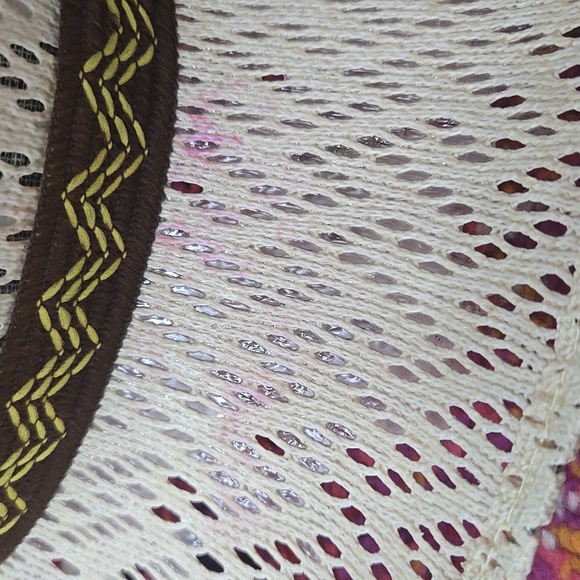 Vintage Lace Cowboy Hat Mexico Souvenir Feather Band Bohemian Cowgirl Western - Picture 5 of 16